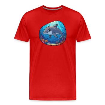 Dauphin sous-marin dans un récif corallien - T-shirt bio Premium Homme - rouge - Devant - Damien (186cm)