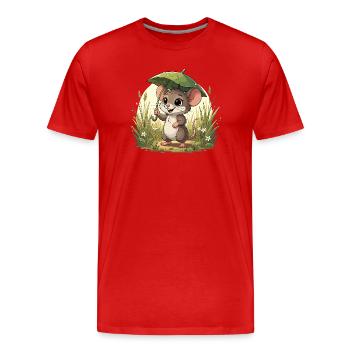 Little mouse with umbrella in the grass - Men's Premium Organic T-Shirt - red - Front - Damien (186cm)