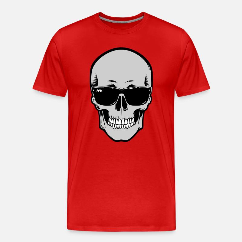 Schädel mit Sonnenbrille Grafik - Männer Premium Bio T-Shirt - Rot