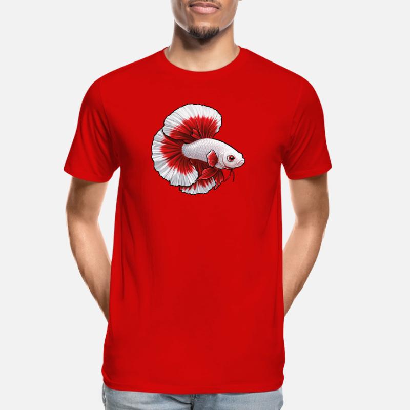 Red White Betta Fish Men's Premium Organic T-Shirt