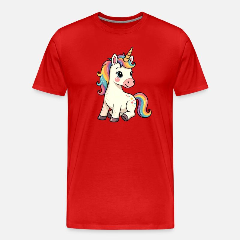 Süßes Einhorn - Männer Premium Bio T-Shirt - Rot