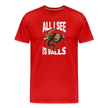 Python roi Serpents Amateurs de terrarium Python - T-shirt bio Premium Homme - rouge - Devant - Damien (186cm)