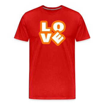 LOVE - Männer Premium Bio T-Shirt - Rot - Vorne - Damien (186cm)