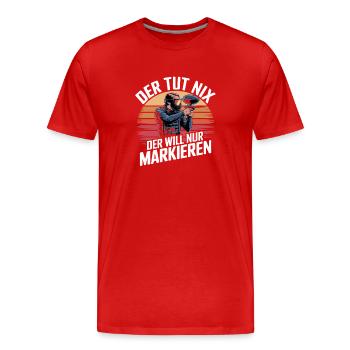  Der Tut Nix Der Will Nur Markieren Lustiger - Männer Premium Bio T-Shirt - Rot - Vorne - Damien (186cm)