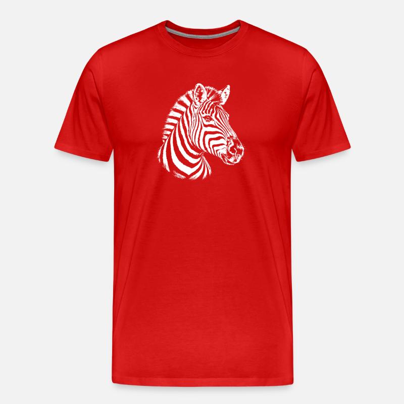 Zebra – schwarz-weiße Grafik mit einem Zebra - Männer Premium Bio T-Shirt - Rot