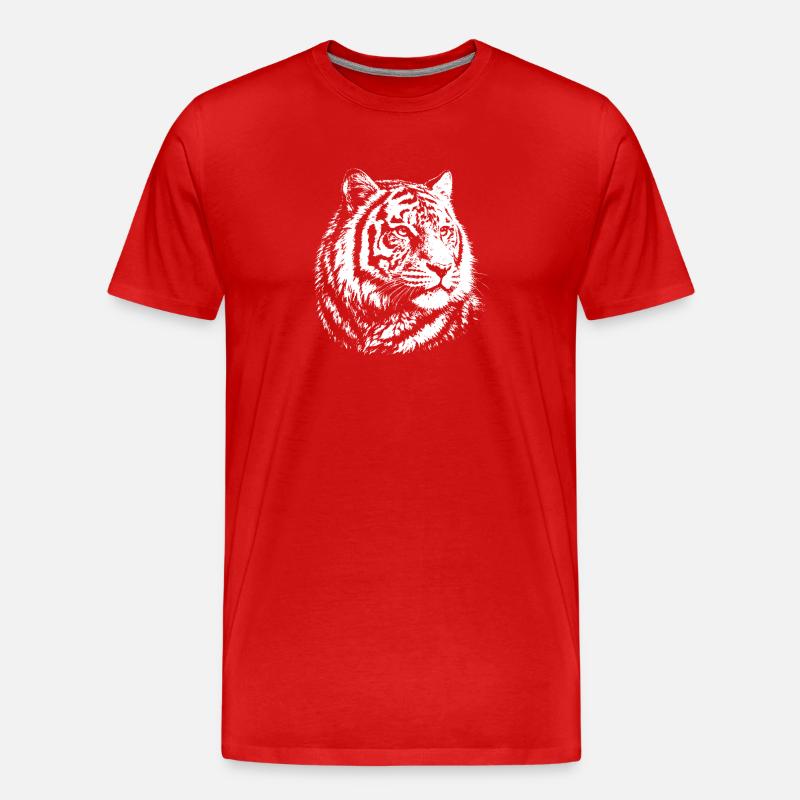 Tiger-Kontrastporträt - Männer Premium Bio T-Shirt - Rot
