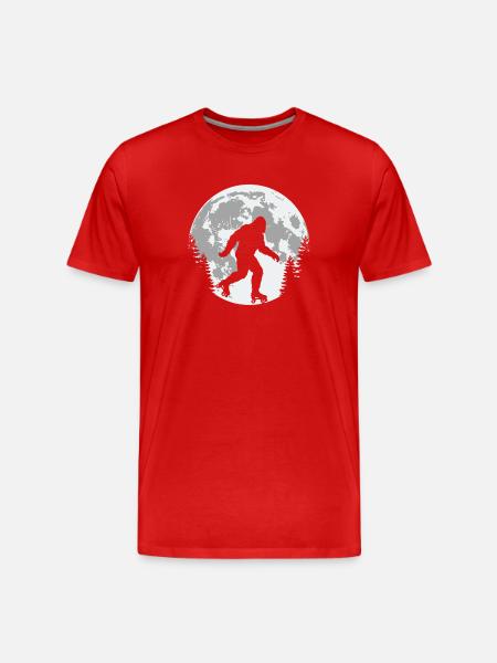 Bigfoot Roller Skating Moon - Men's Premium Organic T-Shirt - red