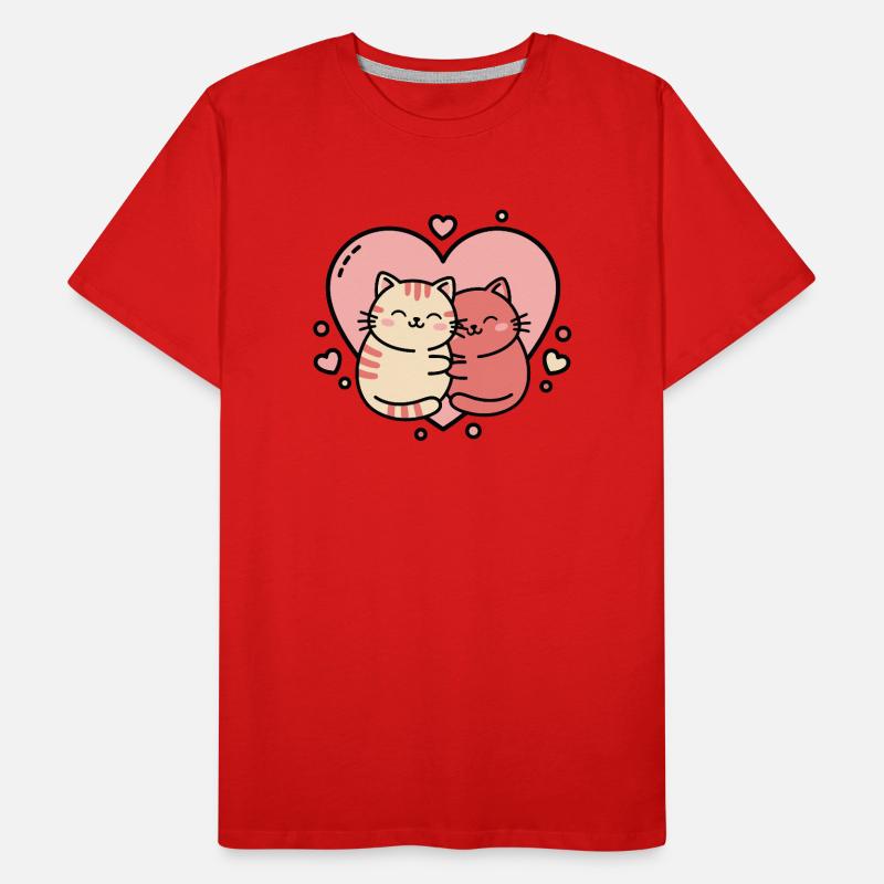 Duo de câlins de chat sincères T-shirt bio Premium Homme