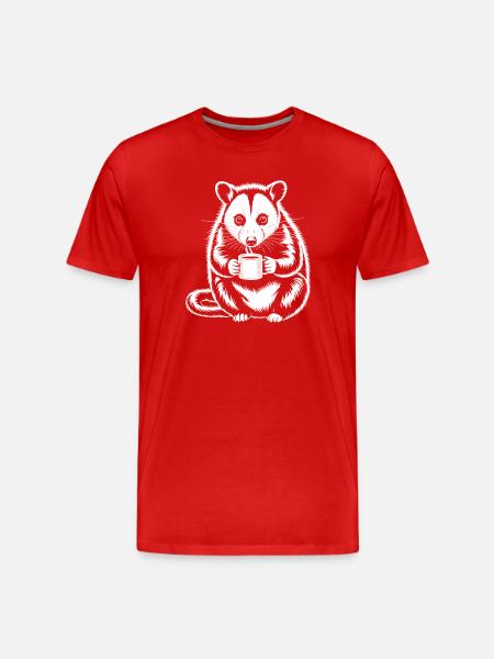 Coffee-drinking possum motif - Men's Premium Organic T-Shirt - red