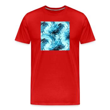 Aqua Marble Pattern Waves - Men's Premium Organic T-Shirt - red - Front - Damien (186cm)
