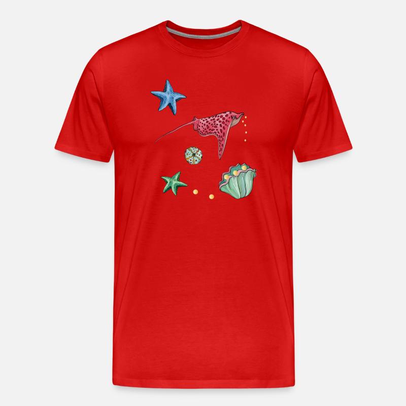 Seesterne im Meer - Männer Premium Bio T-Shirt - Rot