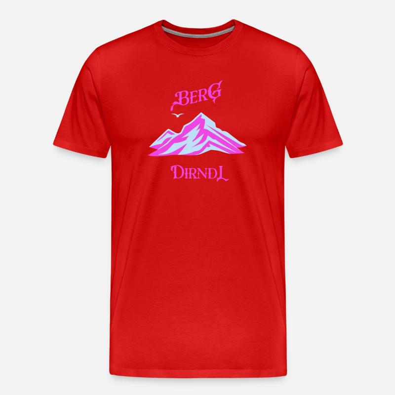 Berg Dirndl Neon Pastell - Männer Premium Bio T-Shirt - Rot