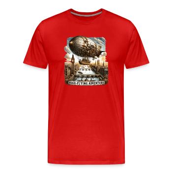 Hochfliegendes Luftschiff über Londons Horizont - Männer Premium Bio T-Shirt - Rot - Vorne - Damien (186cm)