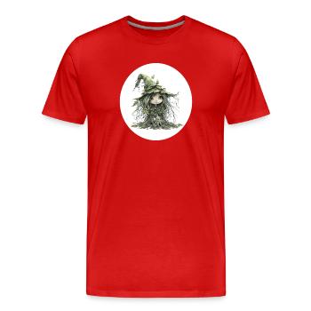 Waldfee Kobold im Blattwald - Männer Premium Bio T-Shirt - Rot - Vorne - Damien (186cm)