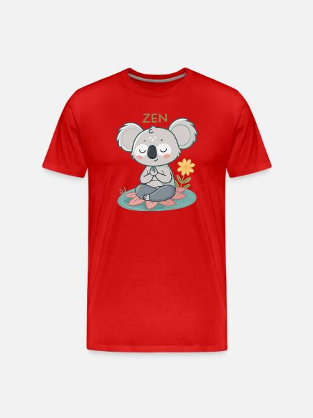 Zen Koala on Lotus - Men's Premium Organic T-Shirt - red