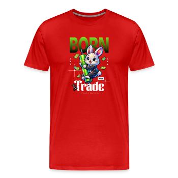 Né pour commercer le commerce de lapins - T-shirt bio Premium Homme - rouge - Devant - Damien (186cm)