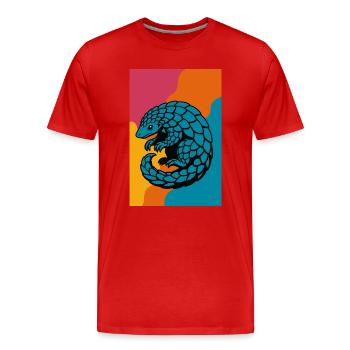 Pangolin Pop Art - Men's Premium Organic T-Shirt - red - Front - Damien (186cm)