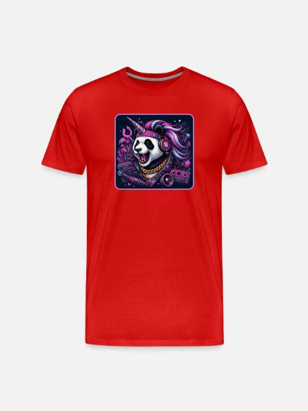 Panda Unicorn Party - Men's Premium Organic T-Shirt - red