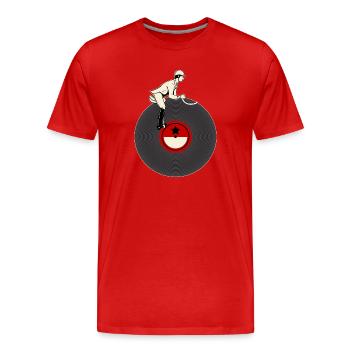 Cavalier sur vinyle - T-shirt bio Premium Homme - rouge - Devant - Damien (186cm)