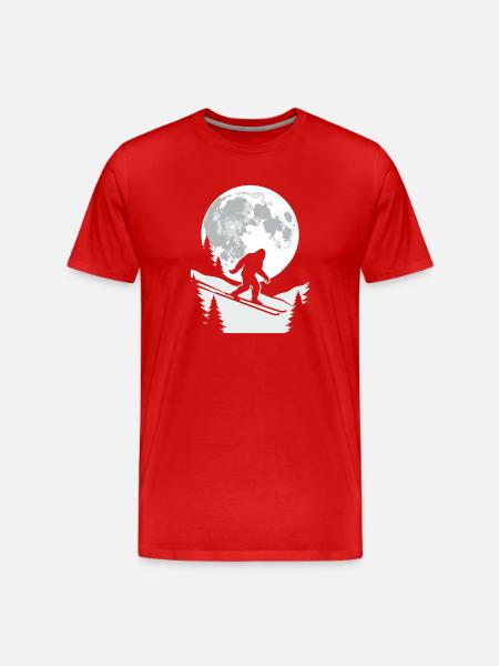 Bigfoot Skier Moon - Men's Premium Organic T-Shirt - red