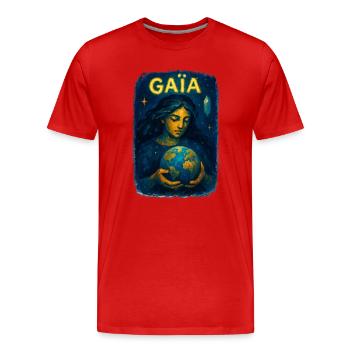 Gaïa - Mère Nature - Arbre de Vie - T-shirt bio Premium Homme - rouge - Devant - Damien (186cm)