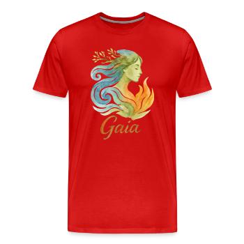 Gaïa - Mère Nature - Arbre de Vie - T-shirt bio Premium Homme - rouge - Devant - Damien (186cm)