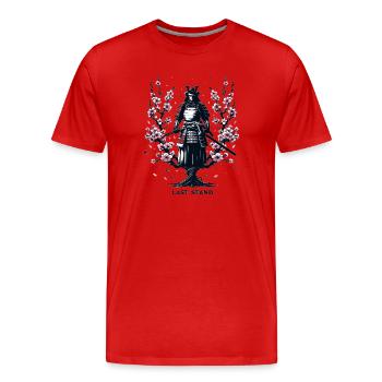 Samurai in the magic of cherry blossoms - Men's Premium Organic T-Shirt - red - Front - Damien (186cm)