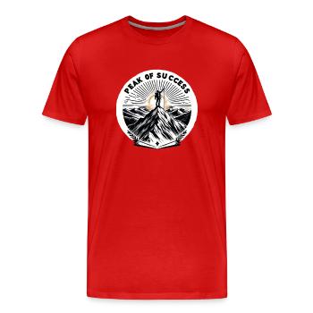 Gipfel des Erfolgs - Männer Premium Bio T-Shirt - Rot - Vorne - Damien (186cm)