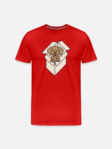 Cuddly dog in a box - Men's Premium Organic T-Shirt - red