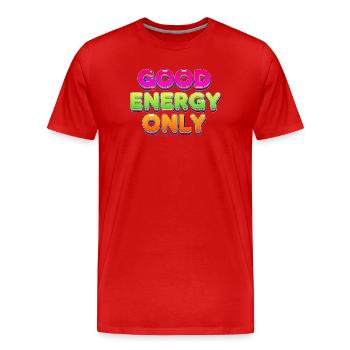 Good Energy Colorful Retro Statement Design - Men's Premium Organic T-Shirt - red - Front - Damien (186cm)