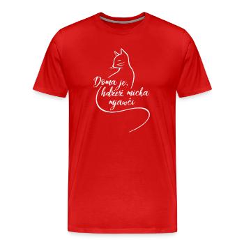 Doma je, hdźež micka mjawči. - Männer Premium Bio T-Shirt - Rot - Vorne - Damien (186cm)