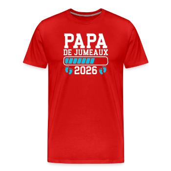 Aktueller Vater kündigt den Vater der Zwillinge 2026 an - Männer Premium Bio T-Shirt - Rot - Vorne - Damien (186cm)