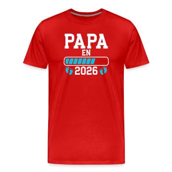 Future dad 2026 birth announcement - Men's Premium Organic T-Shirt - red - Front - Damien (186cm)