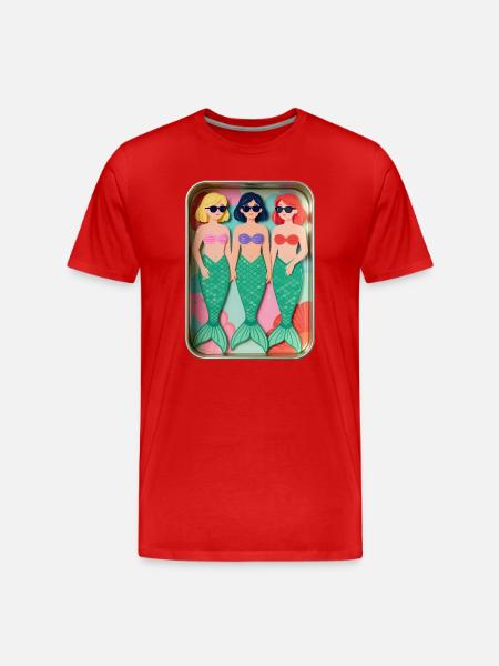 Three mermaids in a tin - Men's Premium Organic T-Shirt - red