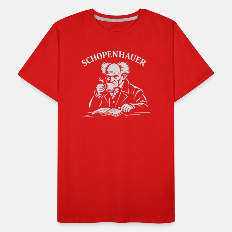 Arthur Schopenhauer drinking Coffee  Men's Premium Organic T-Shirt