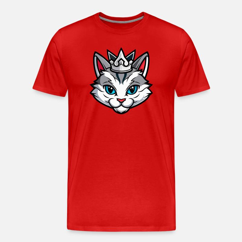 Katze Symbol Kopf Krone - Männer Premium Bio T-Shirt - Rot