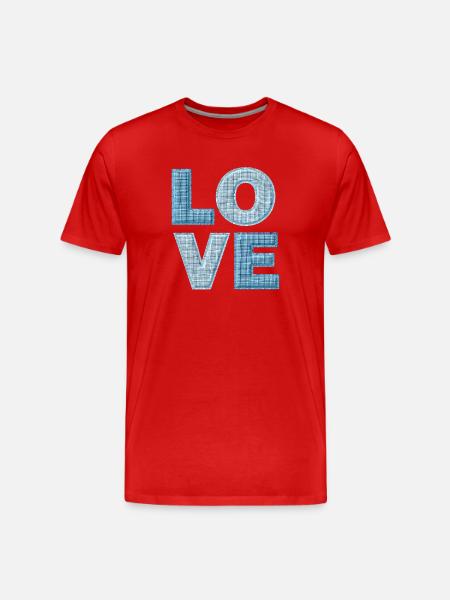 Love Denim Patch Font - Men's Premium Organic T-Shirt - red