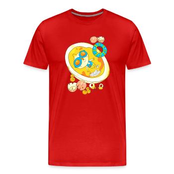 Dessin animé Sun Breakfast avec des lunettes - T-shirt bio Premium Homme - rouge - Devant - Damien (186cm)