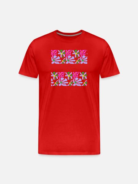 Abstrakte Kunst Blumen - Männer Premium Bio T-Shirt - Rot