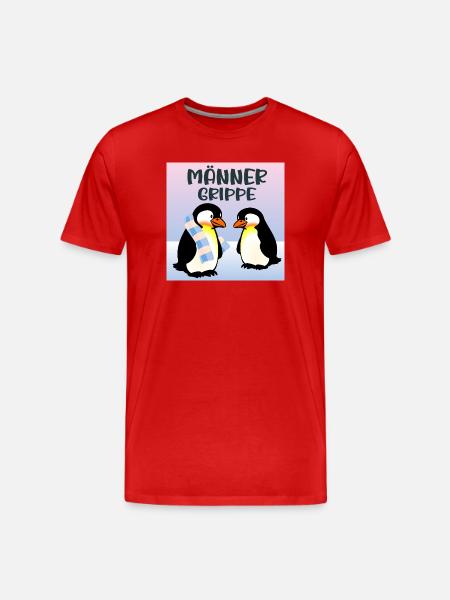 Cold Male Flu Penguins - Men's Premium Organic T-Shirt - red