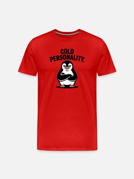 Confident Penguin with Crossed Wings - Men's Premium Organic T-Shirt - red