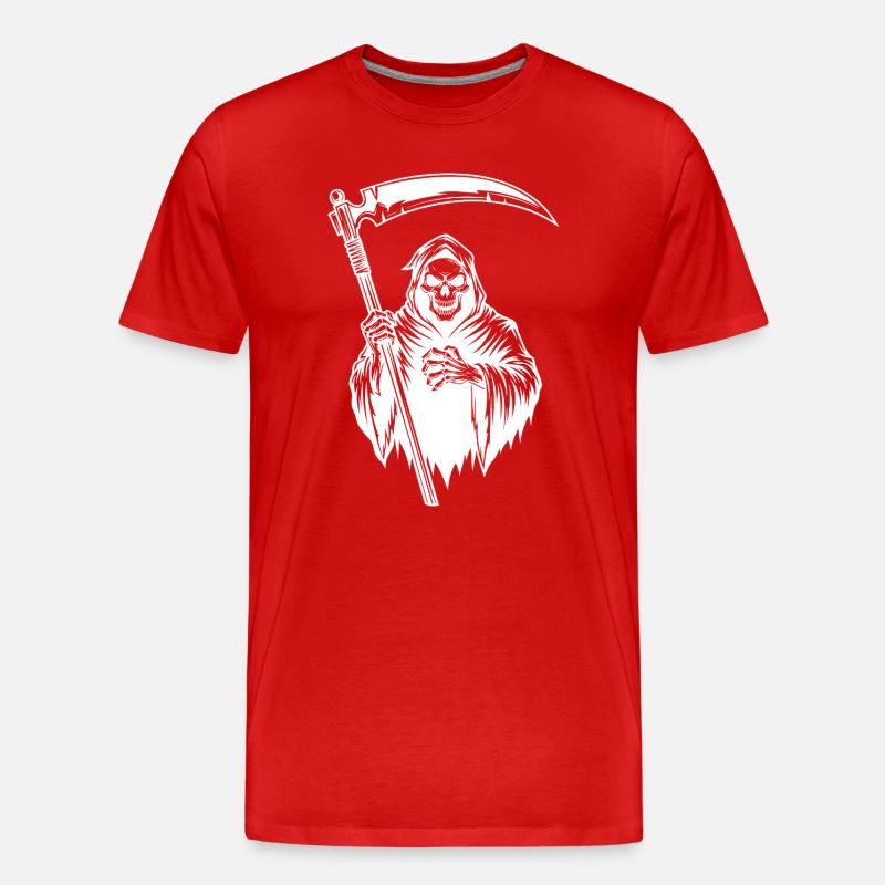 Der Sensenmann Reaper Design Skull Version - Männer Premium Bio T-Shirt - Rot