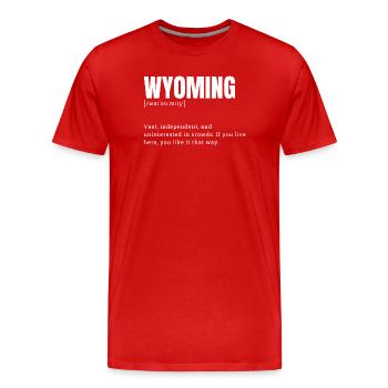 Wyoming Bold Terrain Typography - Männer Premium Bio T-Shirt - Rot - Vorne - Damien (186cm)