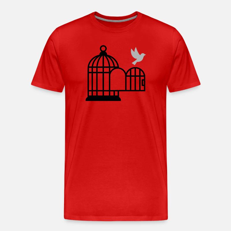 Vogelkäfig offen Freiheit - Männer Premium Bio T-Shirt - Rot
