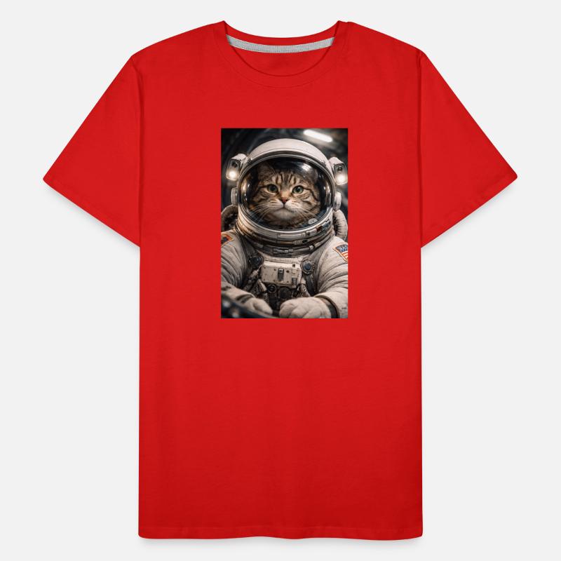 Chat de l’espace en costume d’astronaute T-shirt bio Premium Homme