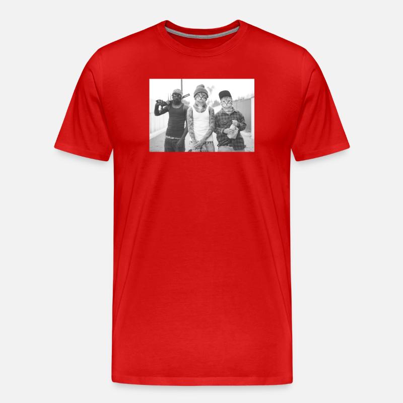 Katzenräuber-Trio - Männer Premium Bio T-Shirt - Rot
