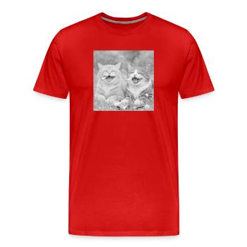 Lustiges Katzen design  - Männer Premium Bio T-Shirt - Rot - Vorne - Damien (186cm)