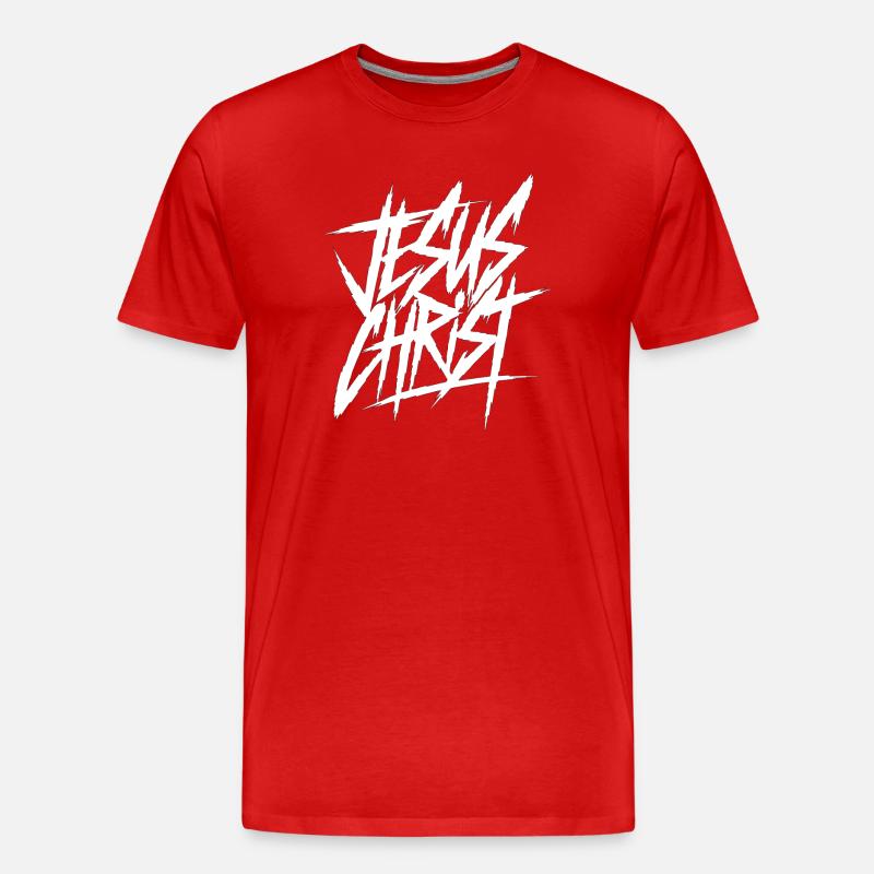 Graffiti Schriftzug Jesus Christ  - Männer Premium Bio T-Shirt - Rot
