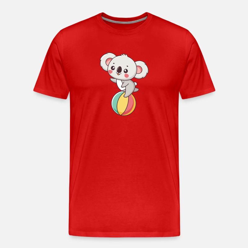 Koala auf regenbogenfarbenem Ball - Männer Premium Bio T-Shirt - Rot