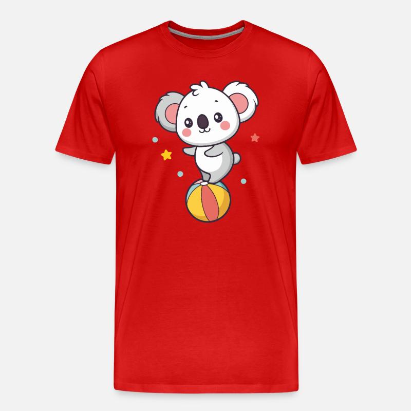 Süßer Koala auf Regenbogenballon - Männer Premium Bio T-Shirt - Rot